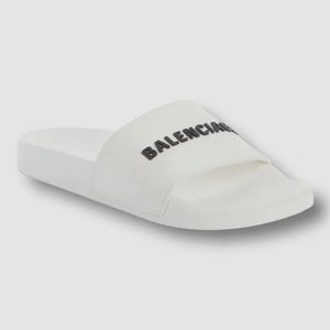 Balenciaga Women's White Logo Pool Slide Sandals Shoes Size EU 37/US 7